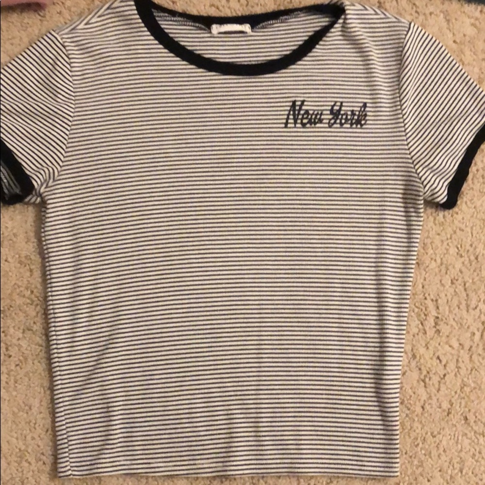 Juniors crop striped shirt